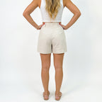 Women's High Waist Linen Shorts