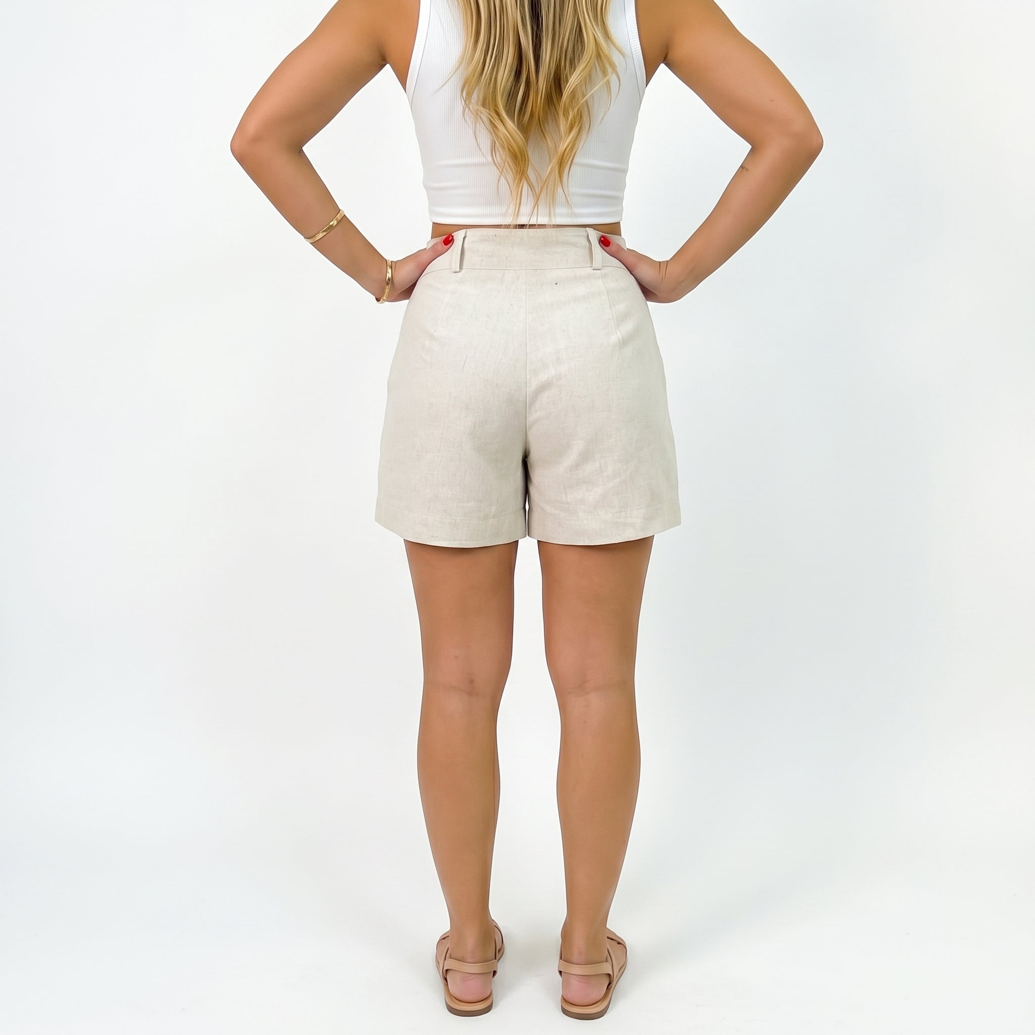 Women's High Waist Linen Shorts