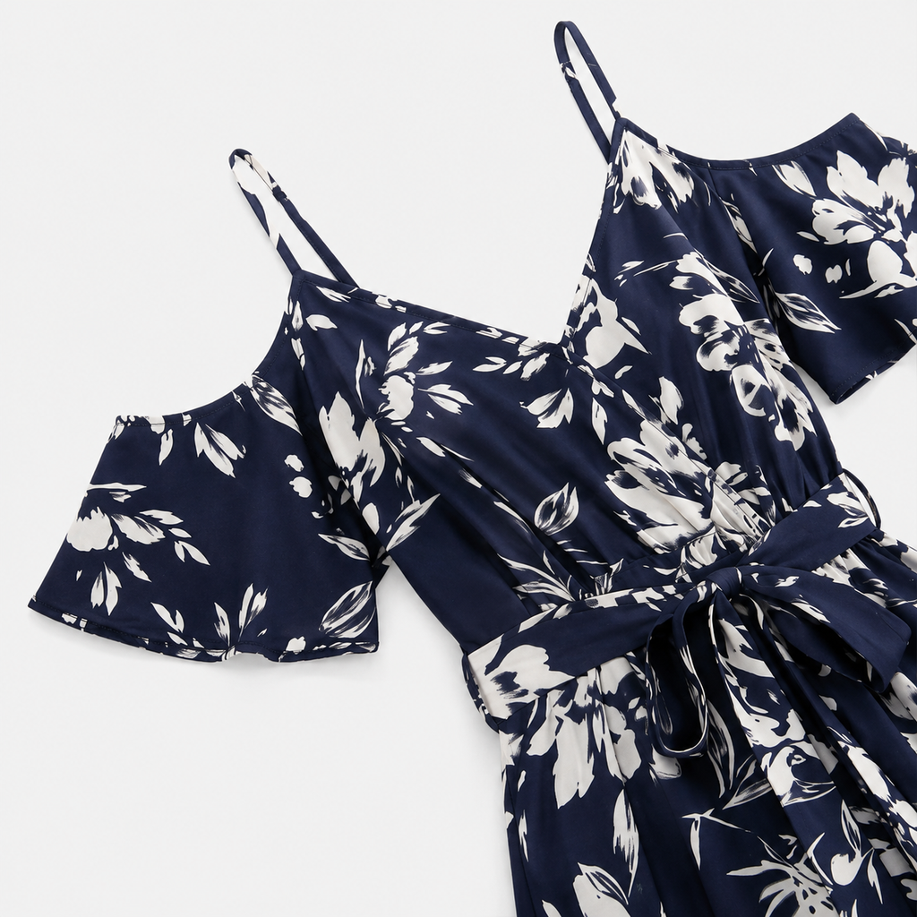 Women's Floral Off Shoulder Wrap Maxi Dress with Split