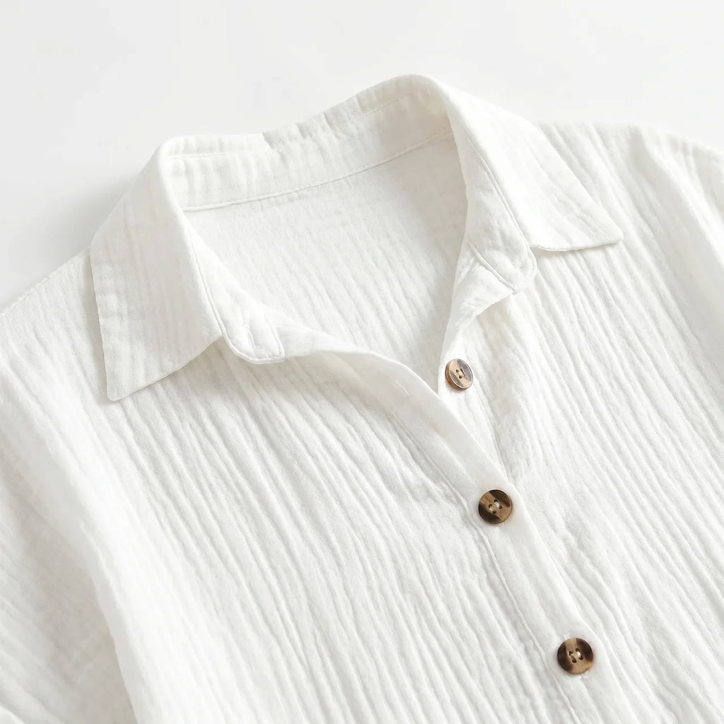 Women's Cotton Gauze Button Down Shirt Midi Dress