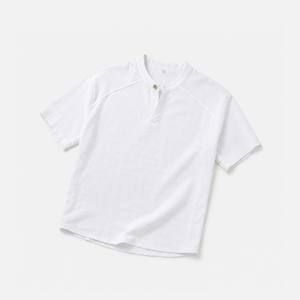 Men's Linen Short Sleeve Henley T-Shirt