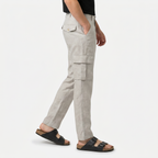 Men's Linen Cargo Trousers Relaxed Fit