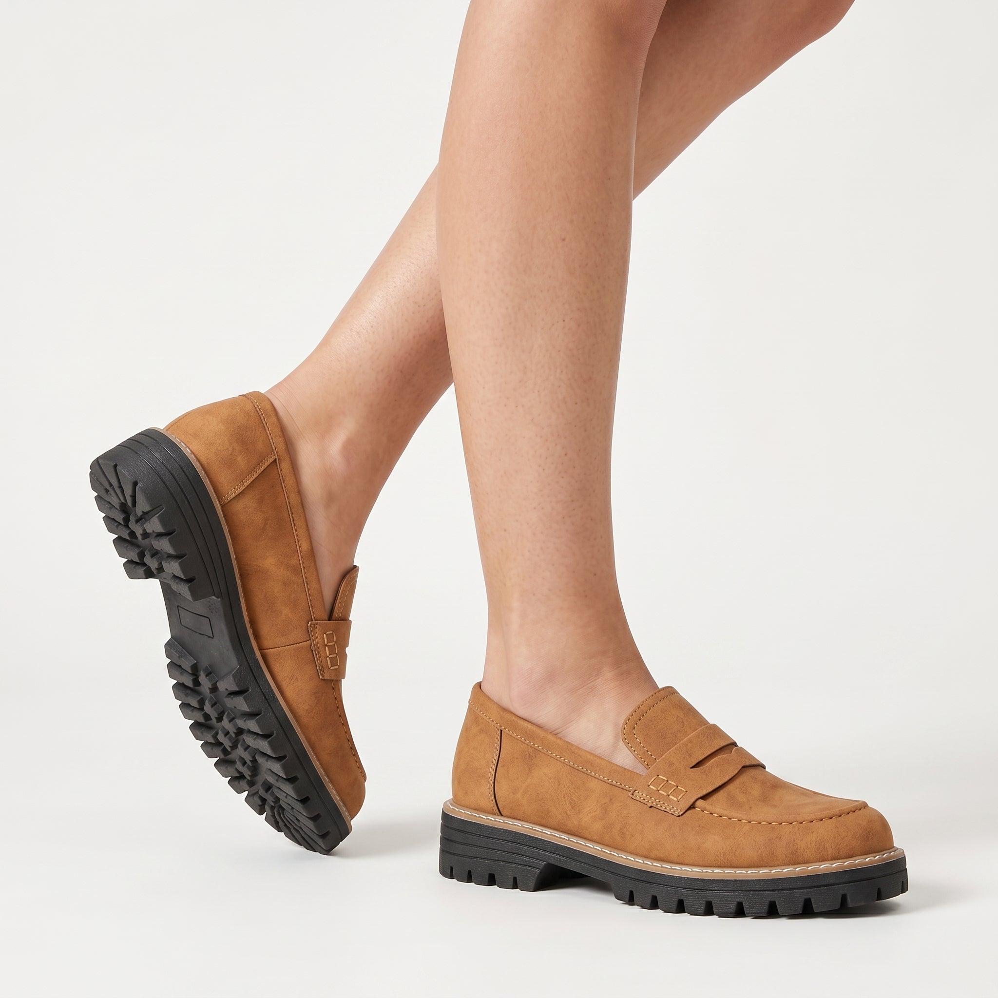 Women's Suede Platform Slip-On Penny Loafers