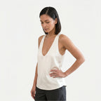 Women's Deep V-Neck Satin Tank Top
