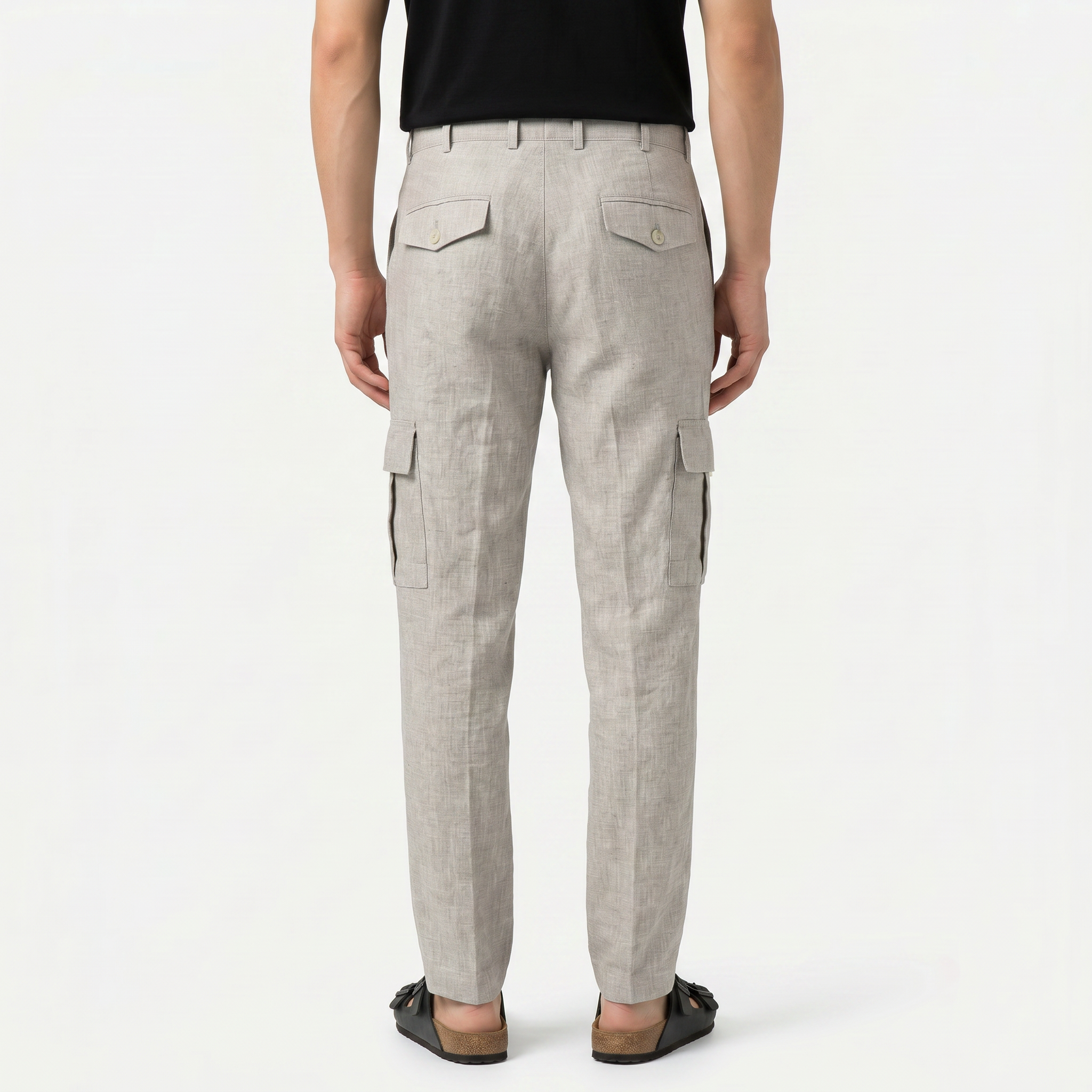 Men's Linen Cargo Trousers Relaxed Fit
