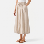 Women's Linen Midi Skirt with Pockets