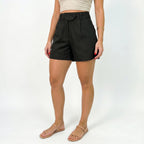 Women's High Waist Linen Shorts