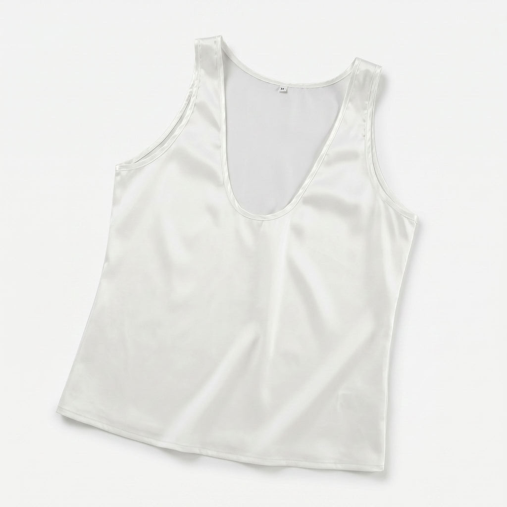 Women's Deep V-Neck Satin Tank Top
