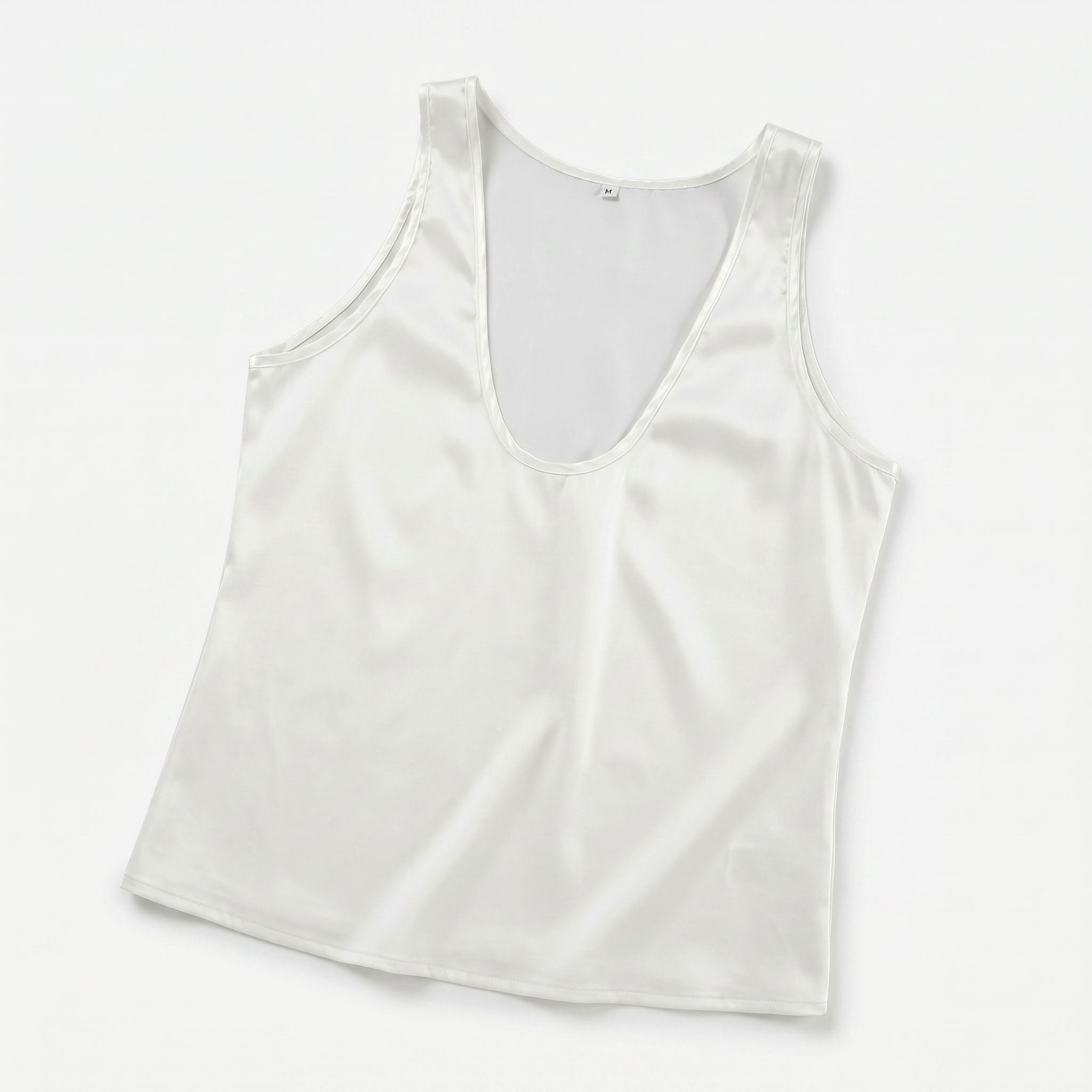 Women's Deep V-Neck Satin Tank Top