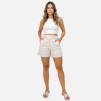 Women's High Waist Linen Shorts