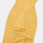 Women's Sweetheart Ruched Asymmetric Ruffle Maxi Dress