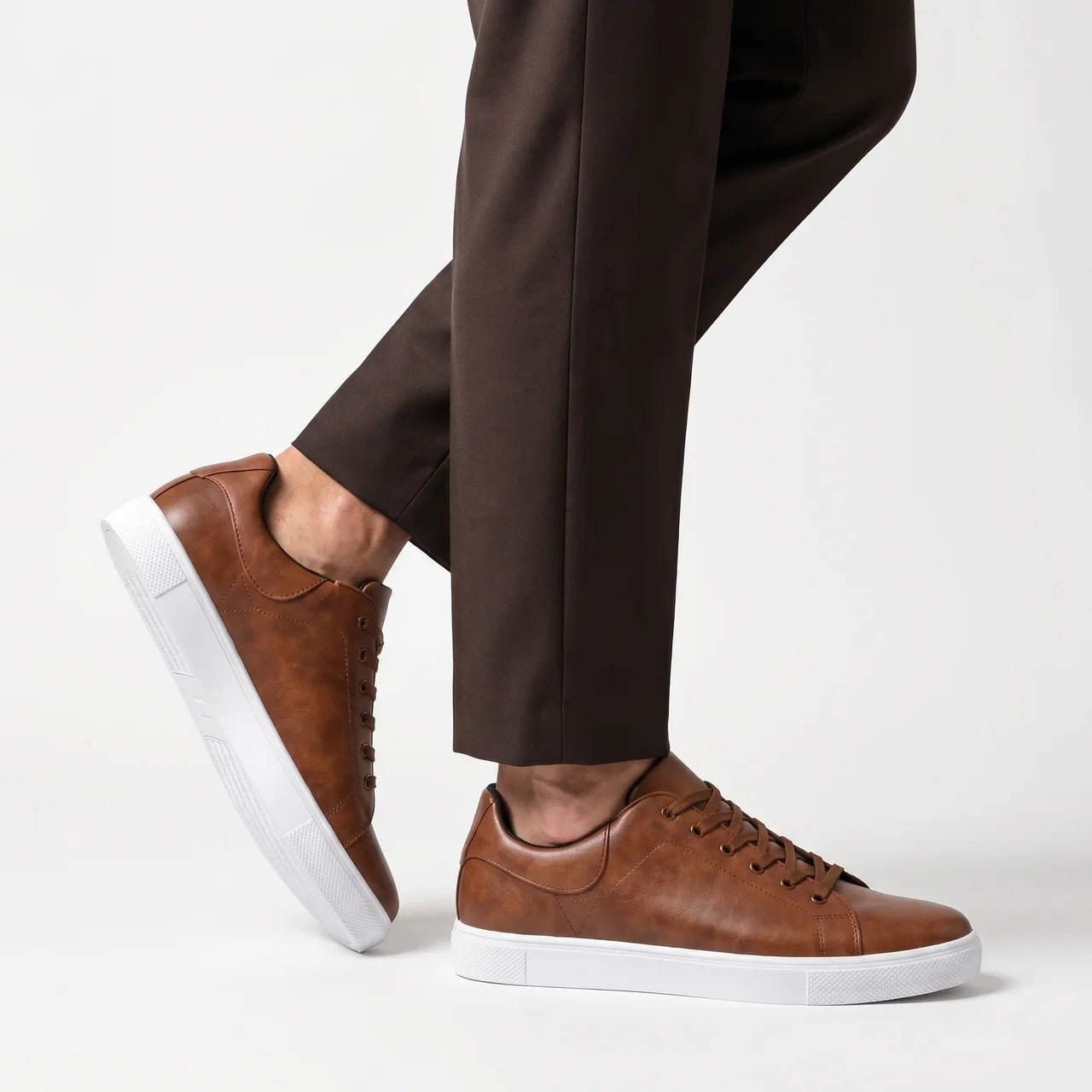 Men's Leather Lace Up Low Top Sneakers
