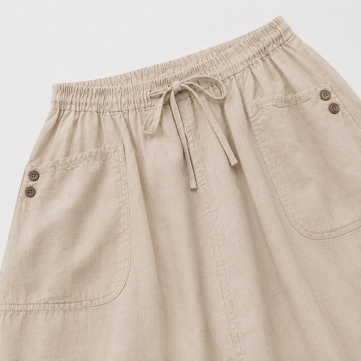 Women's Linen Midi Skirt with Pockets