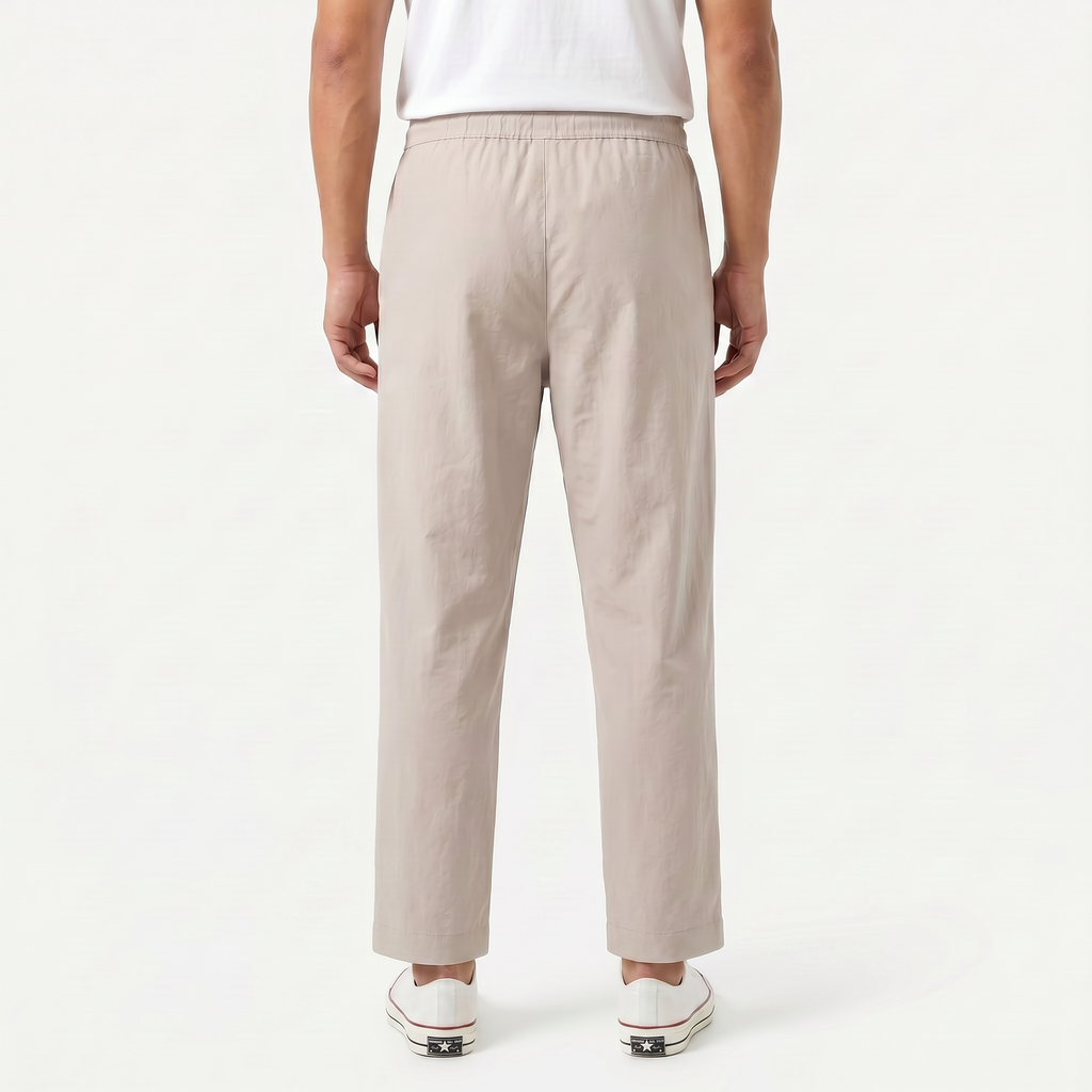 Men's Cotton Linen Drawstring Cropped Trousers