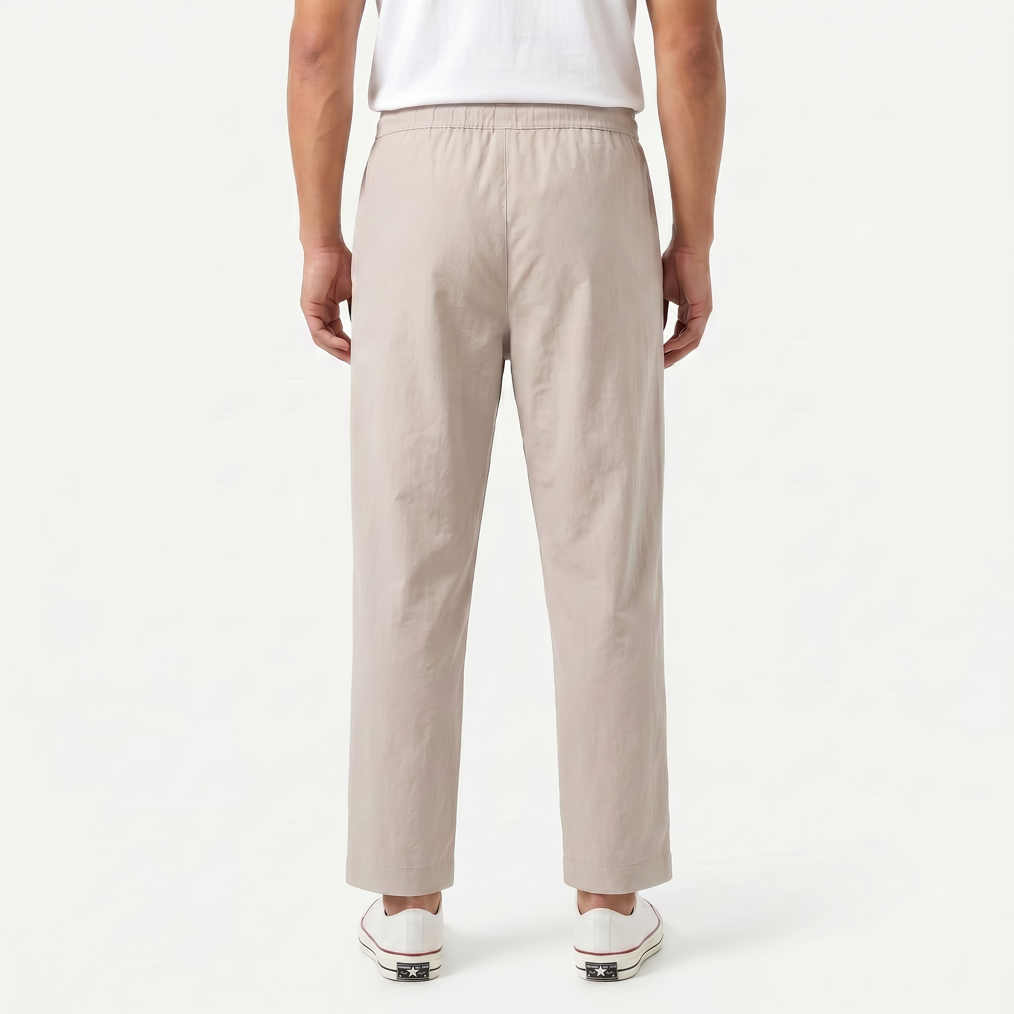 Men's Cotton Linen Drawstring Cropped Trousers