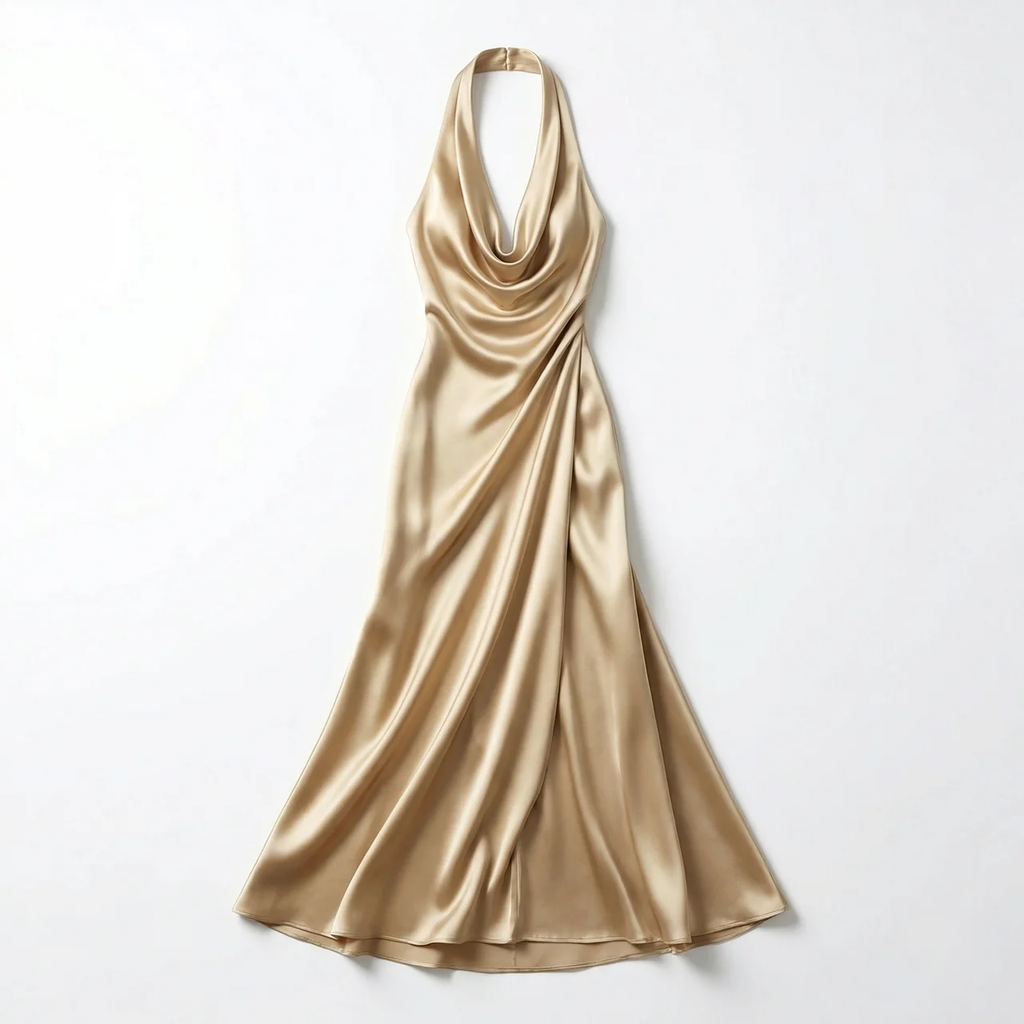 Birchbourne - Women’s Halter Neck Satin Maxi Dress