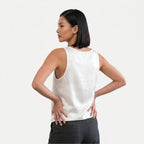 Women's Deep V-Neck Satin Tank Top