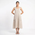 Women's Sleeveless A-Line Midi Dress with Pockets