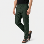 Men's Linen Cargo Trousers Relaxed Fit