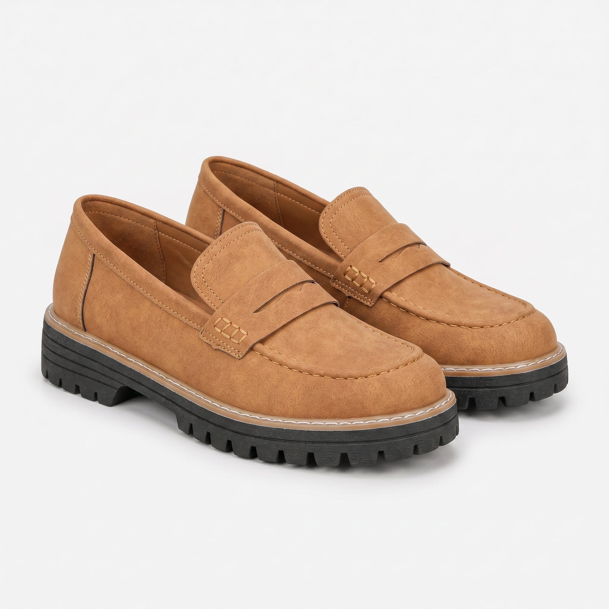 Women's Suede Platform Slip-On Penny Loafers