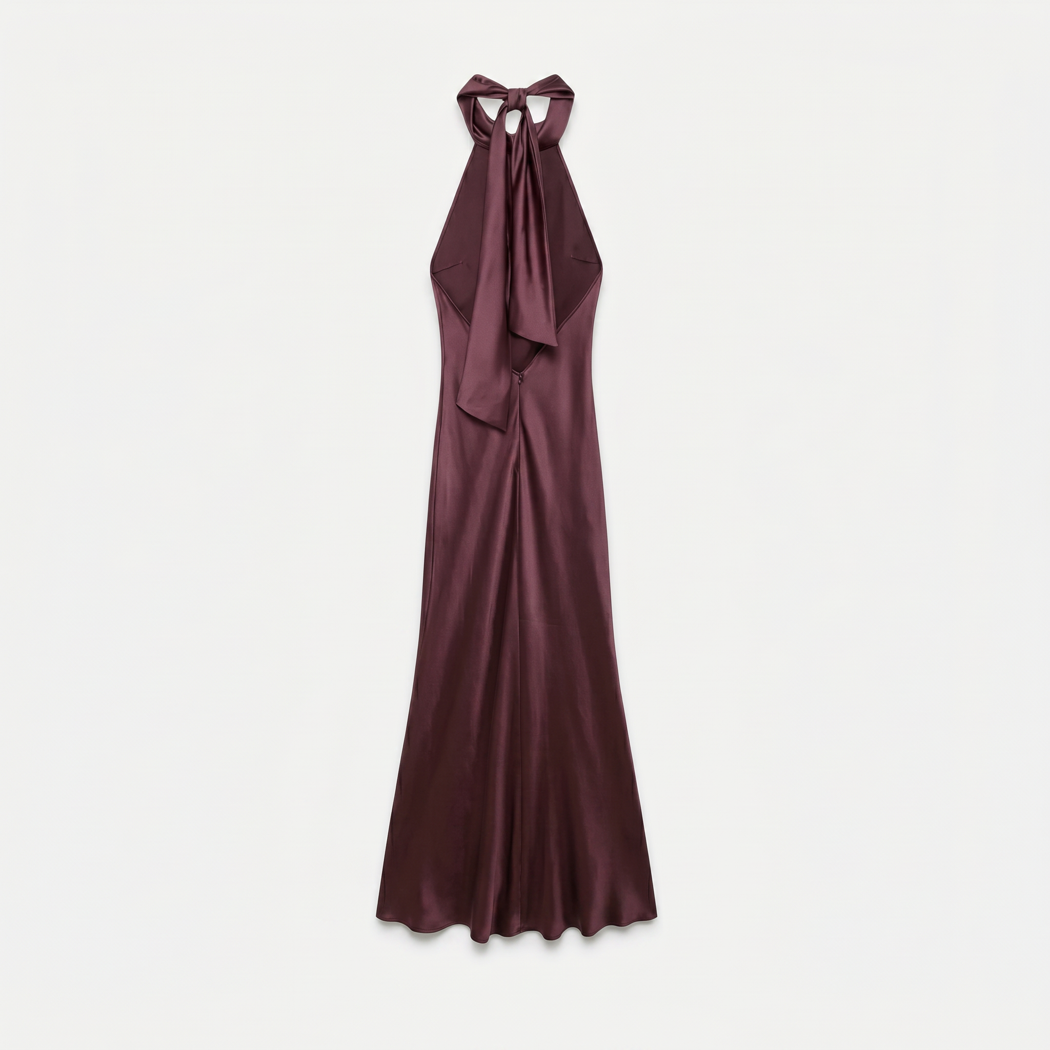 Women's Satin Halter Maxi Dress - Open Back Cowl Neck Formal Evening Gown
