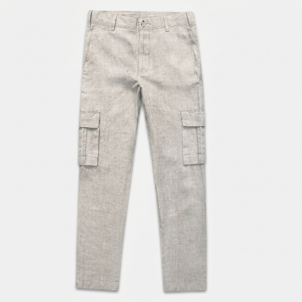 Men's Linen Cargo Trousers Relaxed Fit