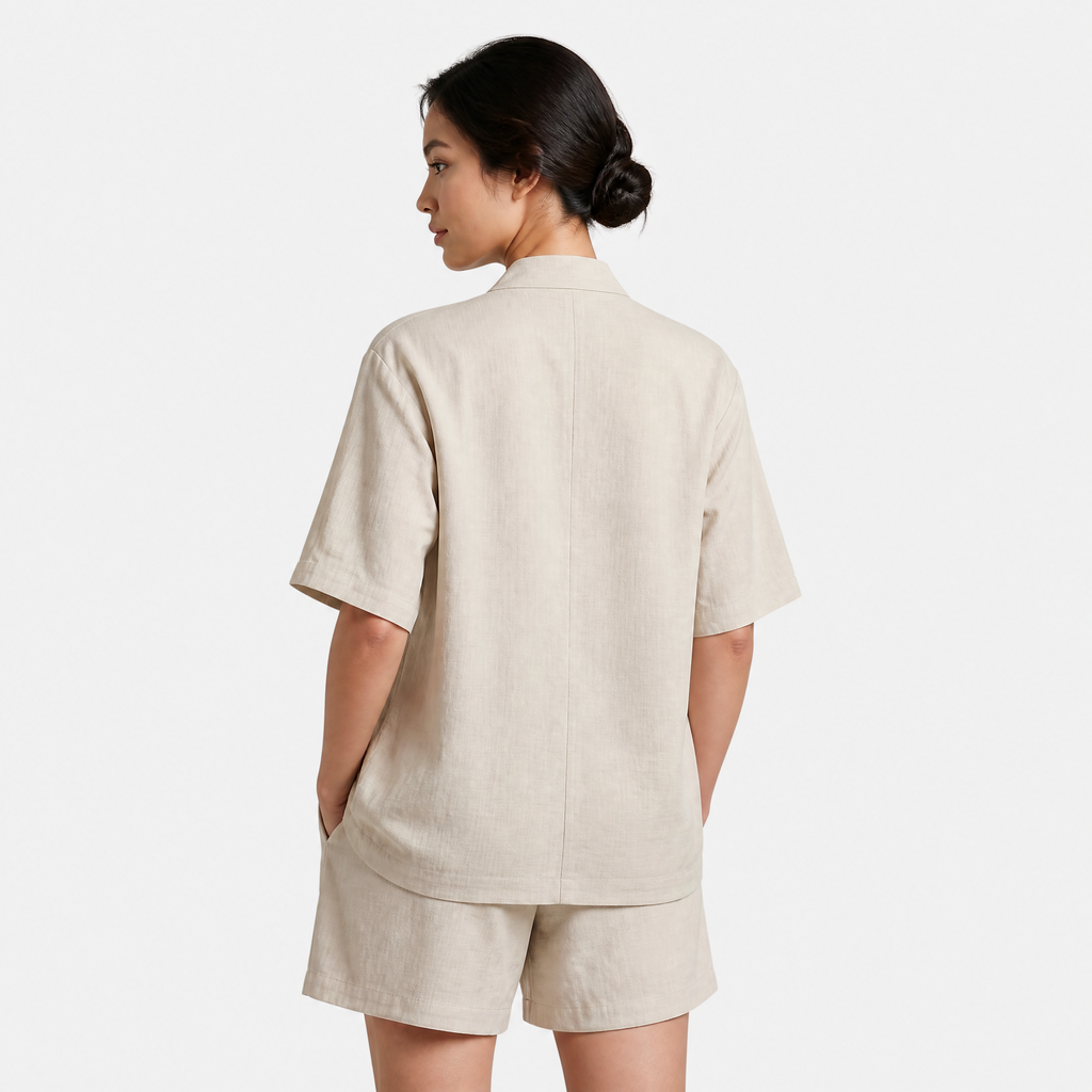 Women's Linen Cardigan and Shorts Two Piece Set