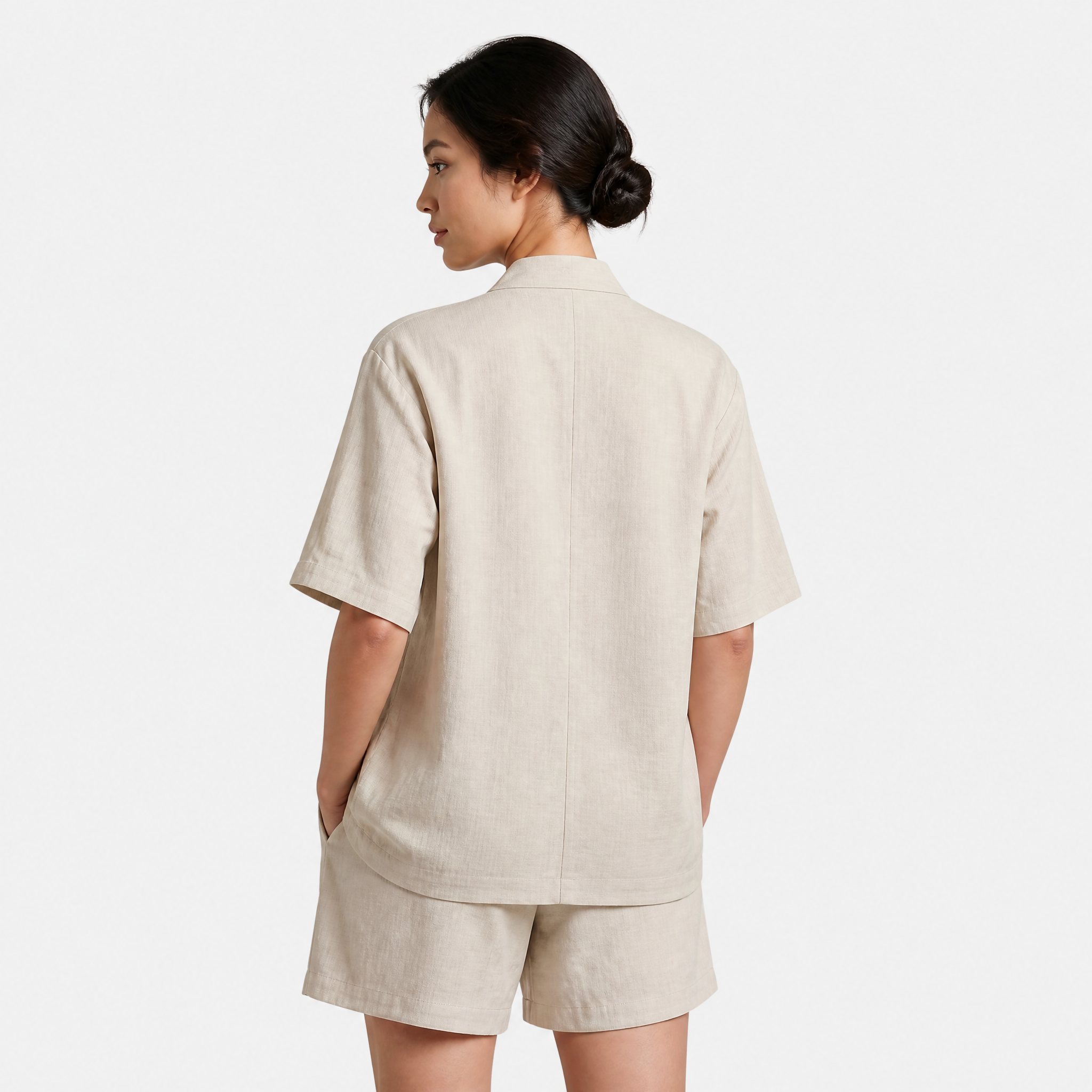 Women's Linen Cardigan and Shorts Two Piece Set