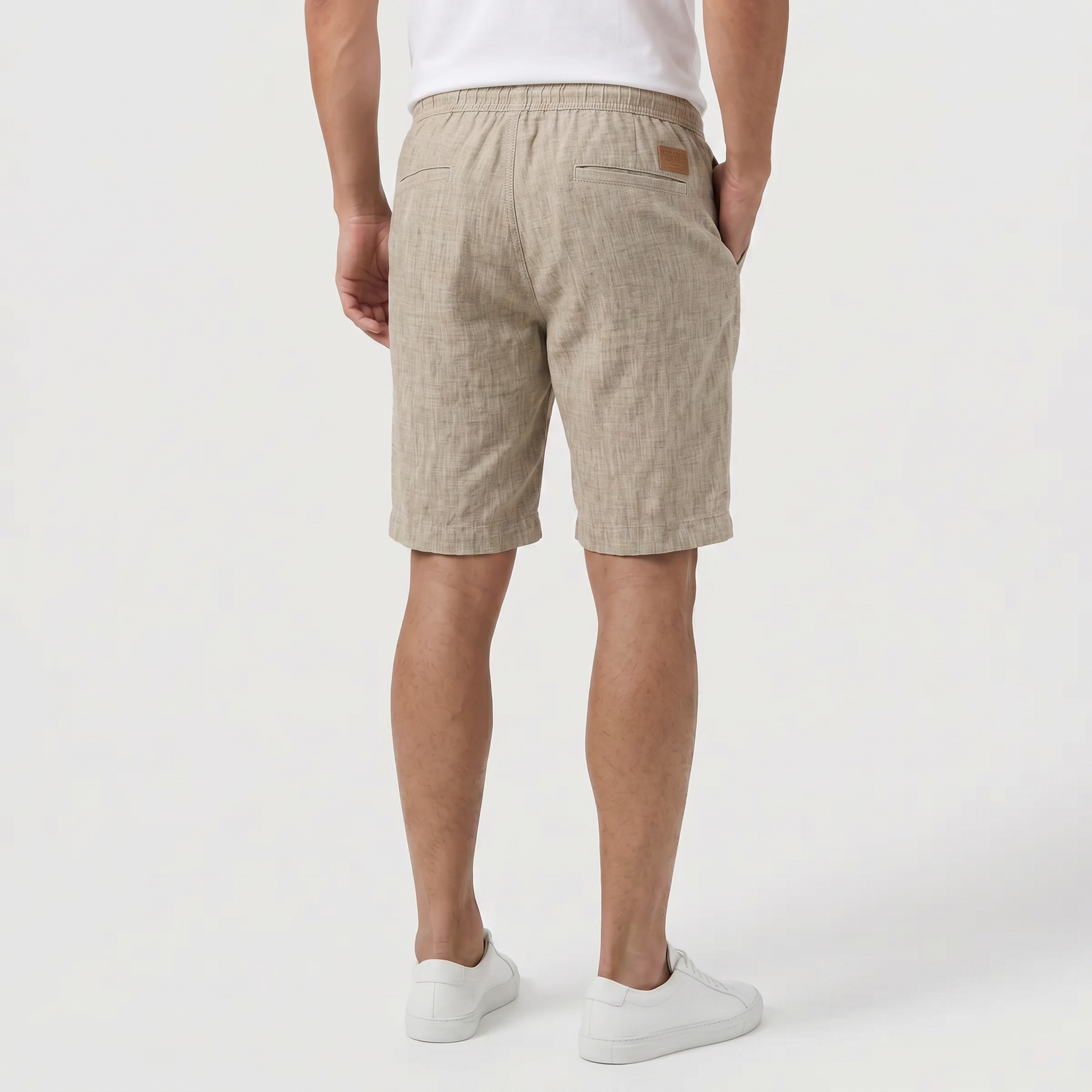 Men's Linen Shorts - Elasticated Waist Drawstring Summer Beach Shorts