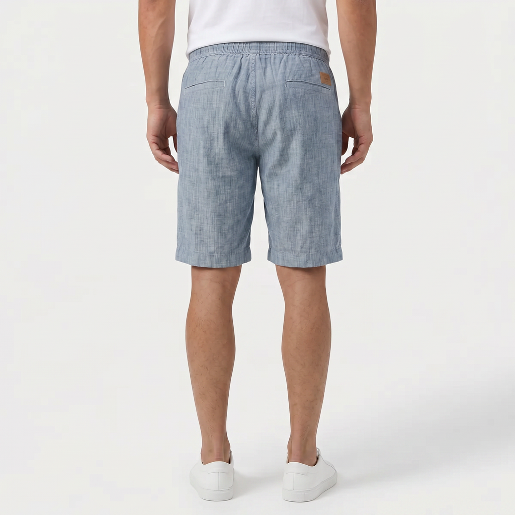 Men's Linen Shorts - Elasticated Waist Drawstring Summer Beach Shorts