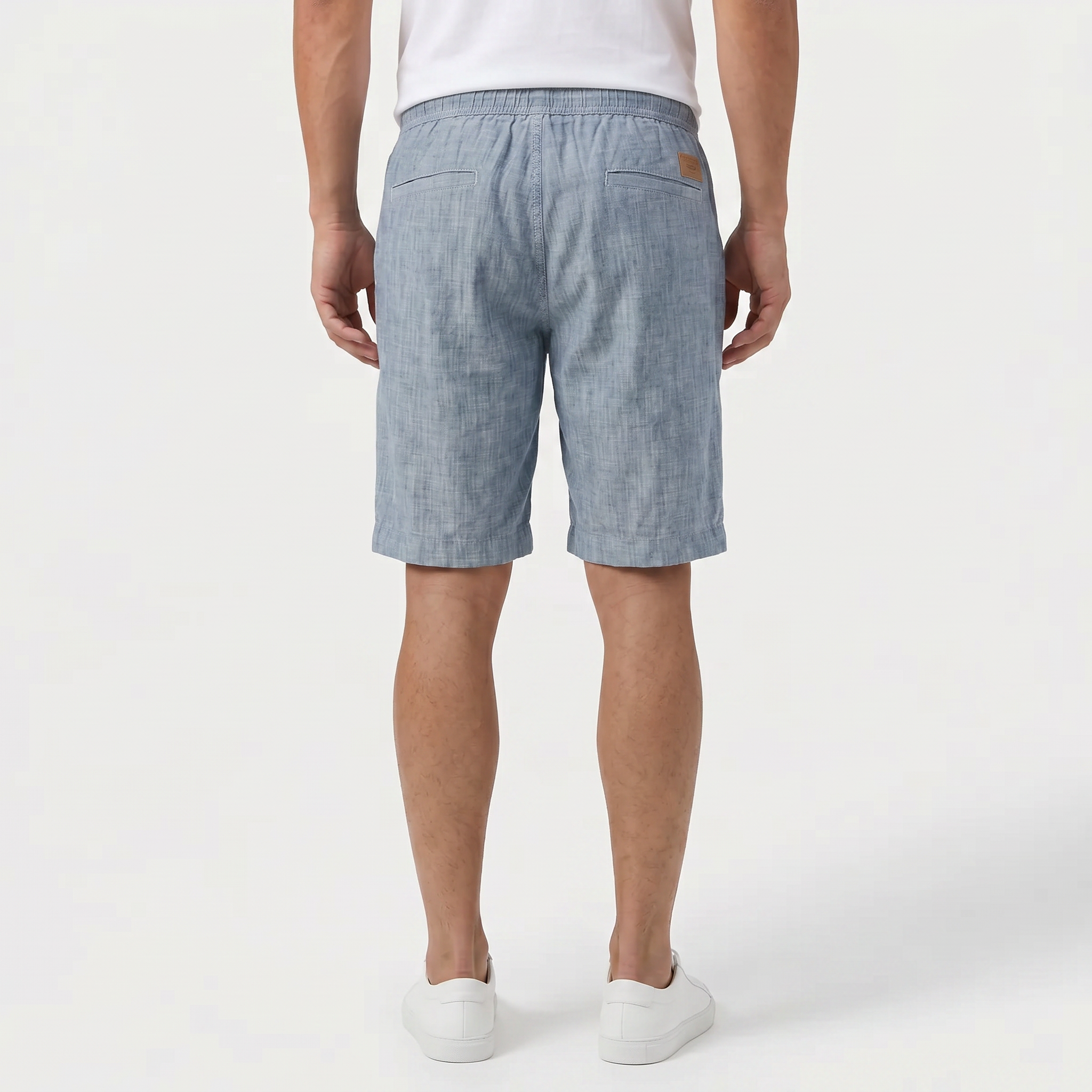 Men's Linen Shorts - Elasticated Waist Drawstring Summer Beach Shorts