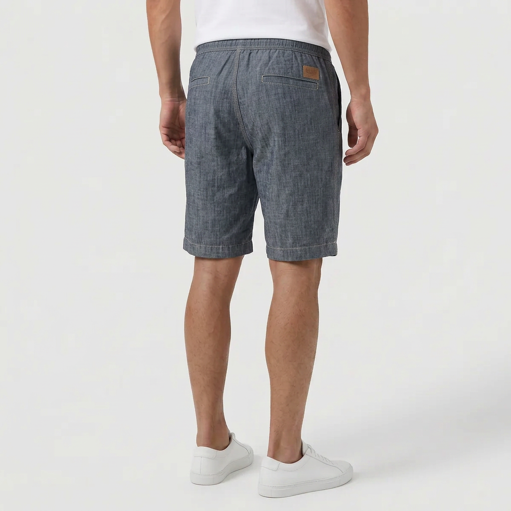 Men's Linen Shorts - Elasticated Waist Drawstring Summer Beach Shorts