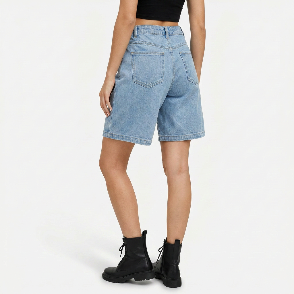 Women's Denim Bermuda Shorts Adjustable Waist
