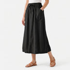 Women's Linen Midi Skirt with Pockets
