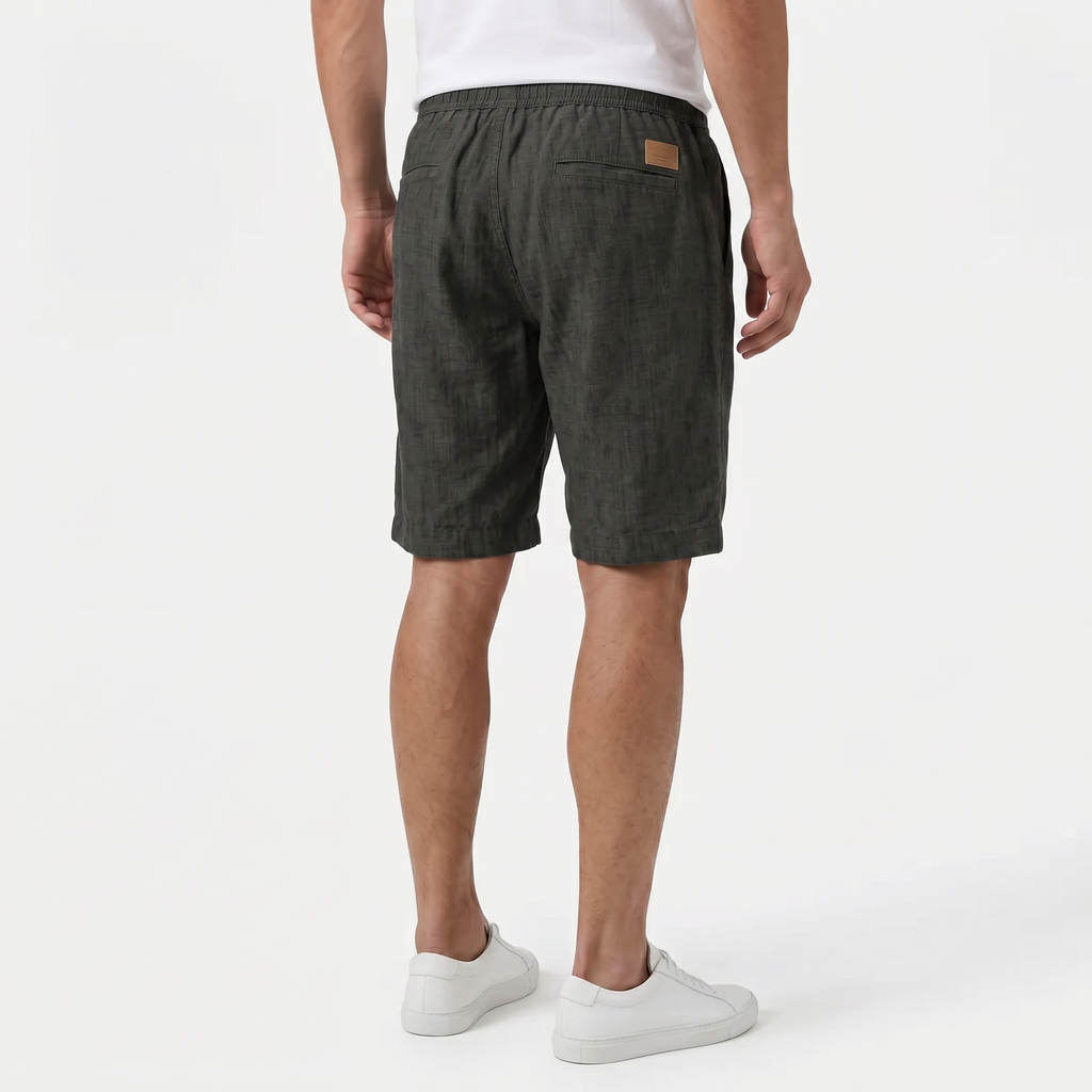 Men's Linen Shorts - Elasticated Waist Drawstring Summer Beach Shorts