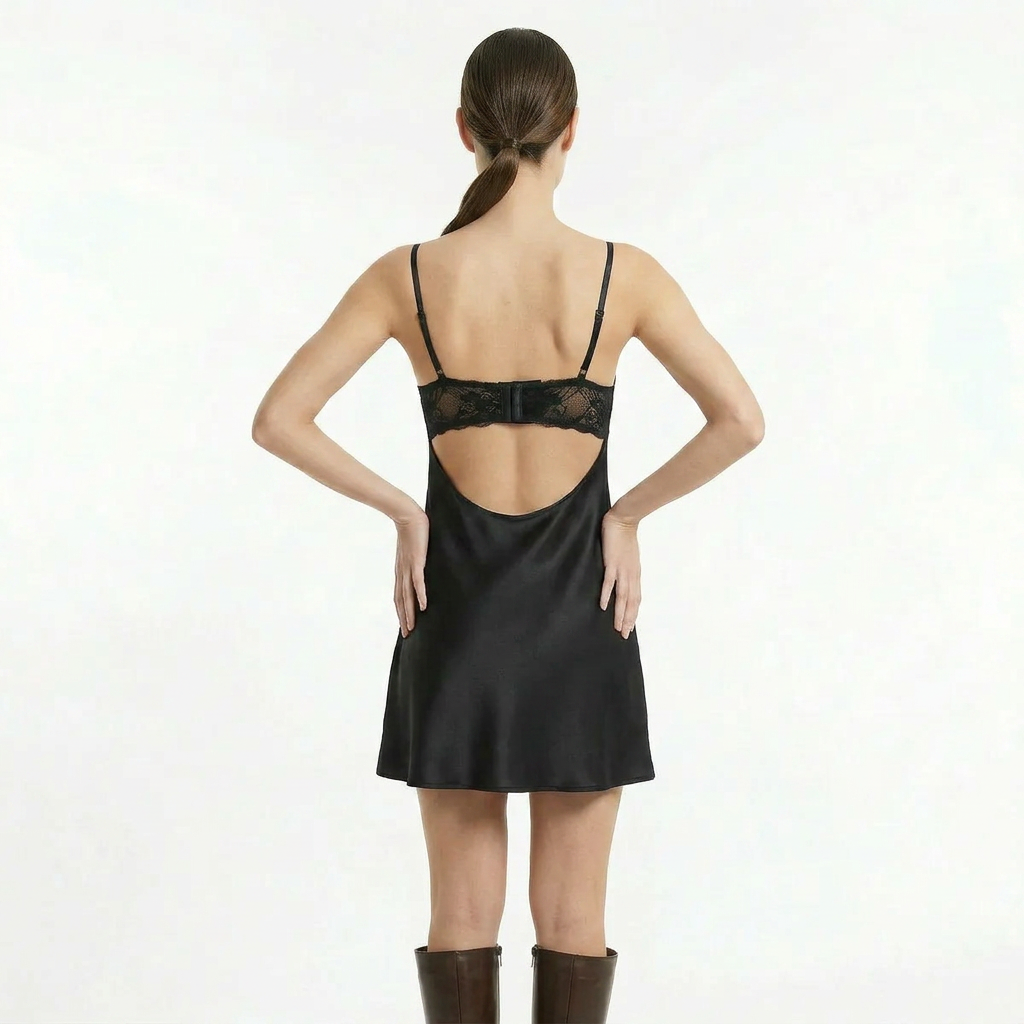 Women's Lace Slip Satin Mini Dress