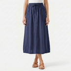 Women's Linen Midi Skirt with Pockets