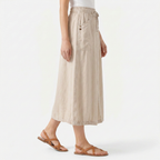 Women's Linen Midi Skirt with Pockets