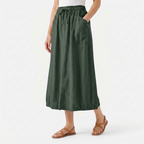Women's Linen Midi Skirt with Pockets