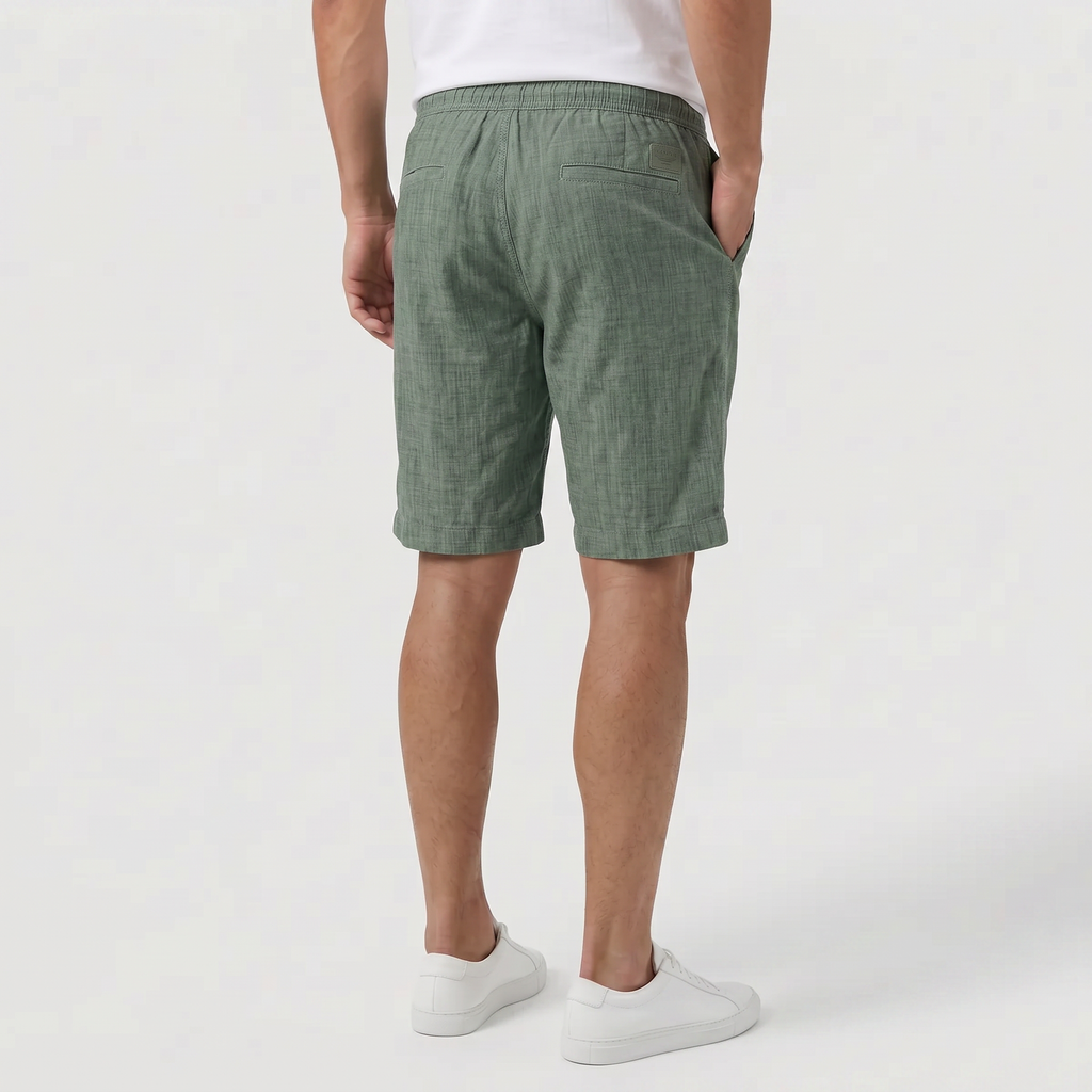 Men's Linen Shorts - Elasticated Waist Drawstring Summer Beach Shorts