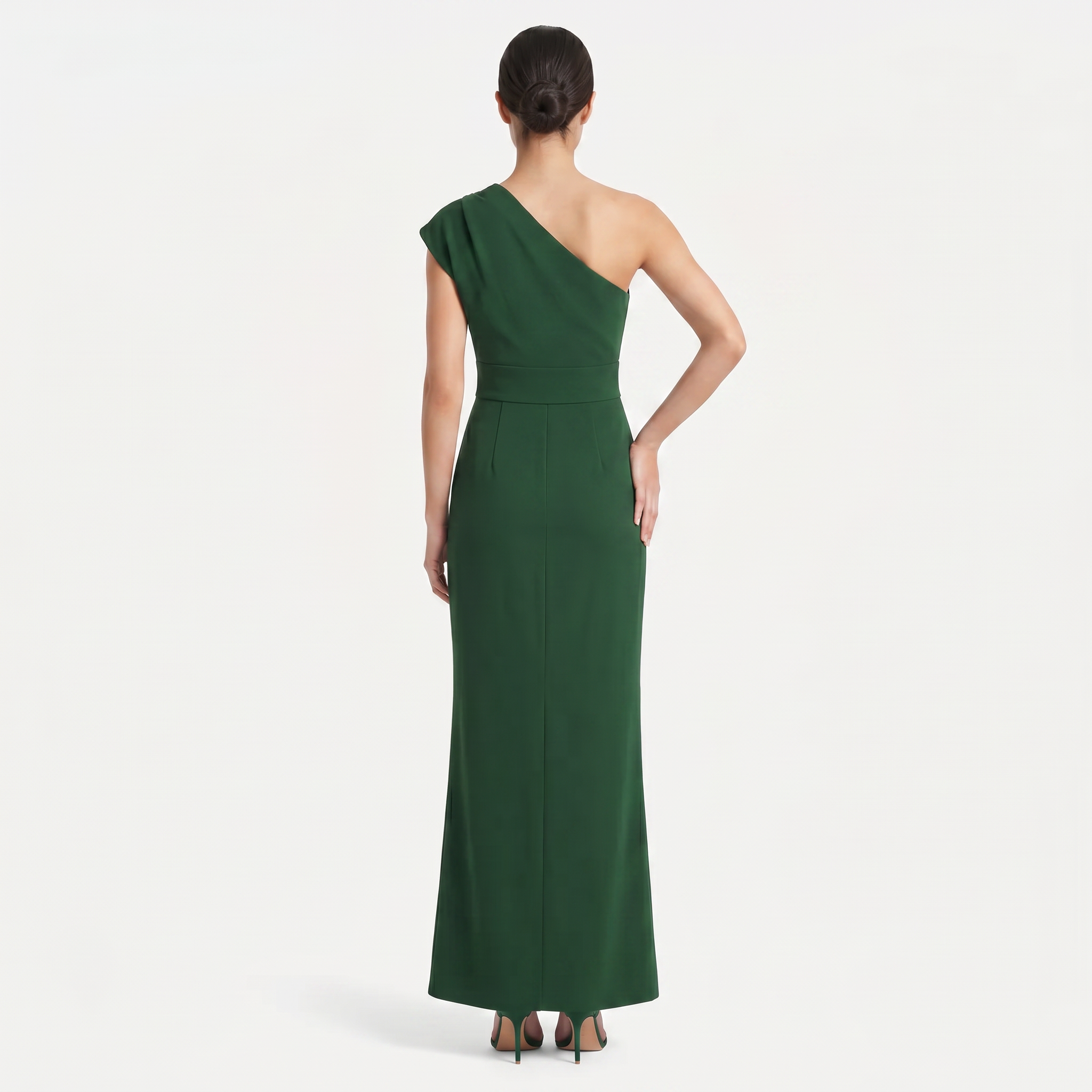 Women's One-Shoulder Maxi Evening Dress -  Asymmetric Neckline