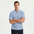 Men's Linen Short Sleeve Henley T-Shirt