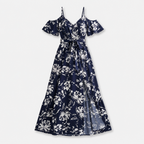 Women's Floral Off Shoulder Wrap Maxi Dress with Split
