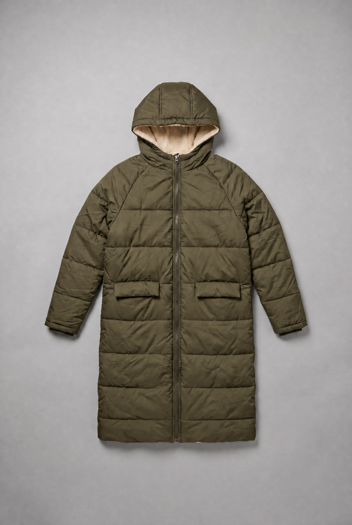 Women’s Fleece Lined Longline Quilted Puffer Coat