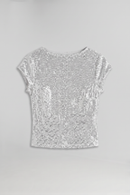 Women’s Sequin Top High Neck Cap Sleeve