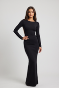 Women’s Open Back Long Sleeve Maxi Dress