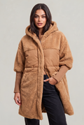 Women’s Hooded Long-Lined Panel Puffer Coat
