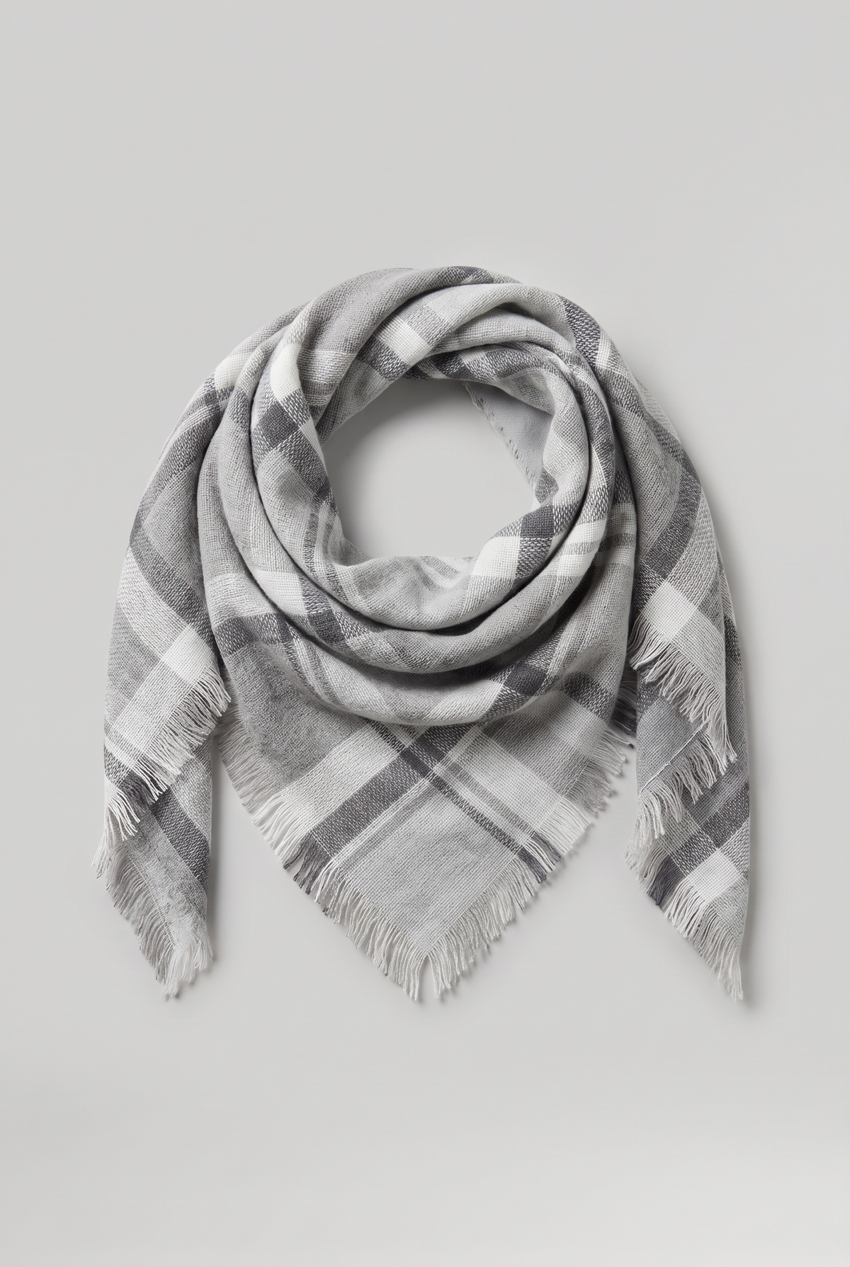 Women’s Tartan Triangle Scarf Frayed Edge