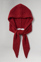 Women’s Knitted Hooded Scarf Tie Front