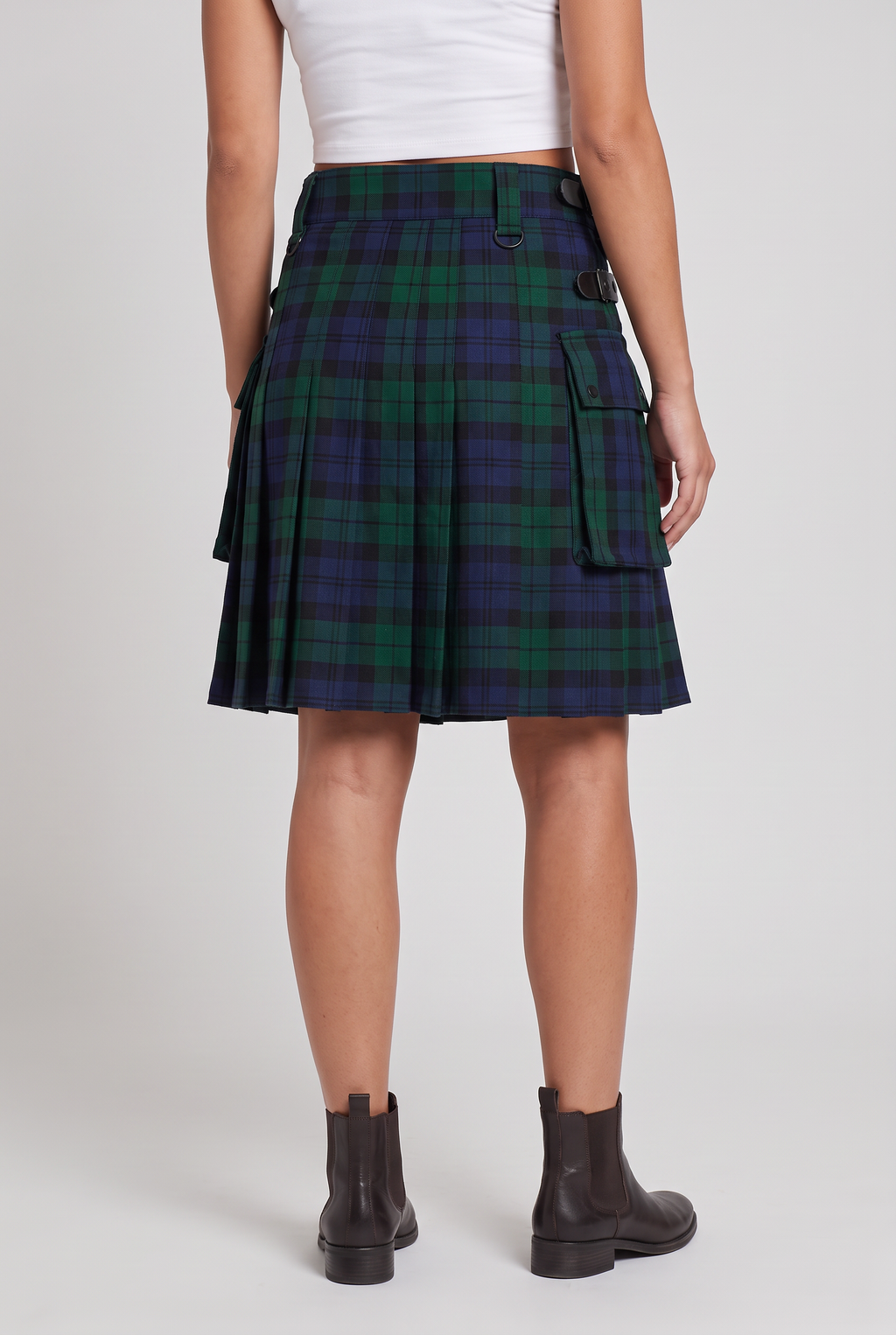 Women’s Tartan Buckle Kilt Midi Skirt